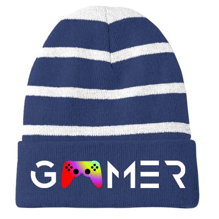 Gamer Striped Beanie with Solid Band