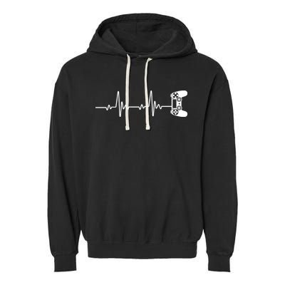 Gamer Controller Heartbeat Pules Garment-Dyed Fleece Hoodie