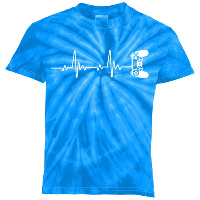 Gamer Controller Heartbeat Pules Kids Tie-Dye T-Shirt