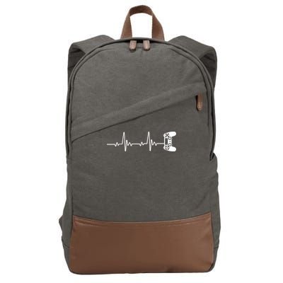 Gamer Controller Heartbeat Pules Cotton Canvas Backpack