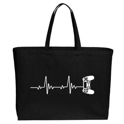 Gamer Controller Heartbeat Pules Cotton Canvas Jumbo Tote