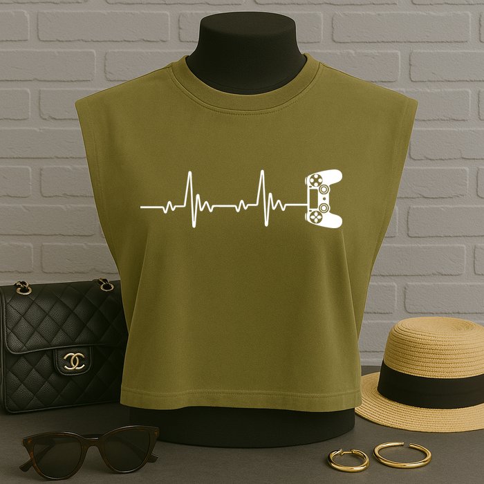 Gamer Controller Heartbeat Pules Garment-Dyed Women's Muscle Tee