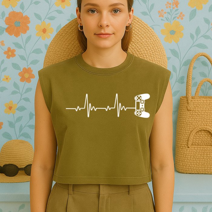 Gamer Controller Heartbeat Pules Garment-Dyed Women's Muscle Tee