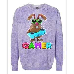 Gamer Easter Bunny Colorblast Crewneck Sweatshirt