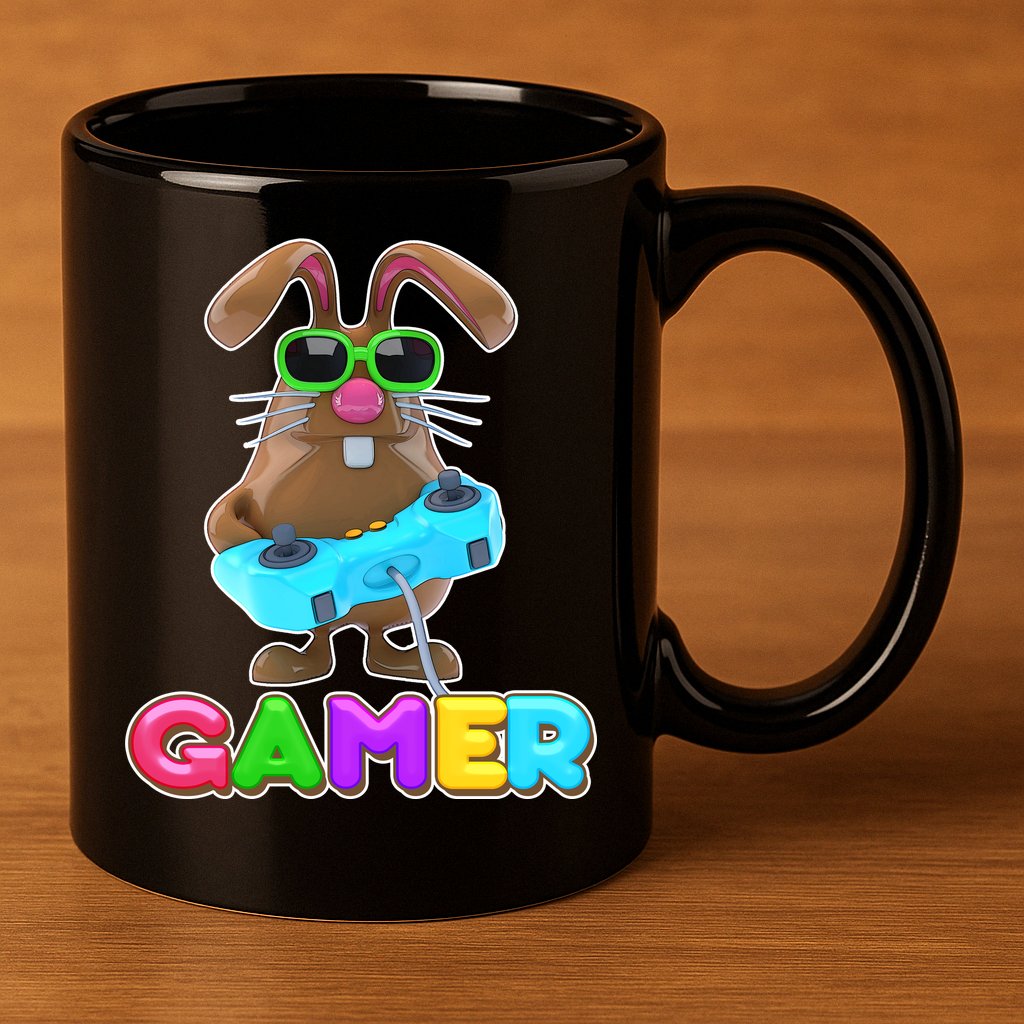 Gamer Easter Bunny 11oz C Handle Ceramic Mug