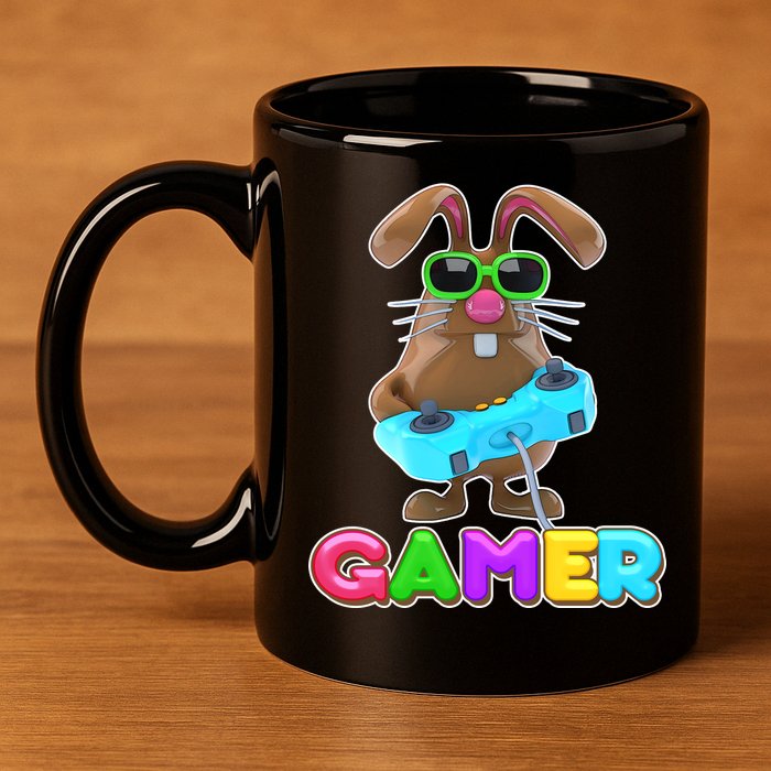 Gamer Easter Bunny 11oz C Handle Ceramic Mug