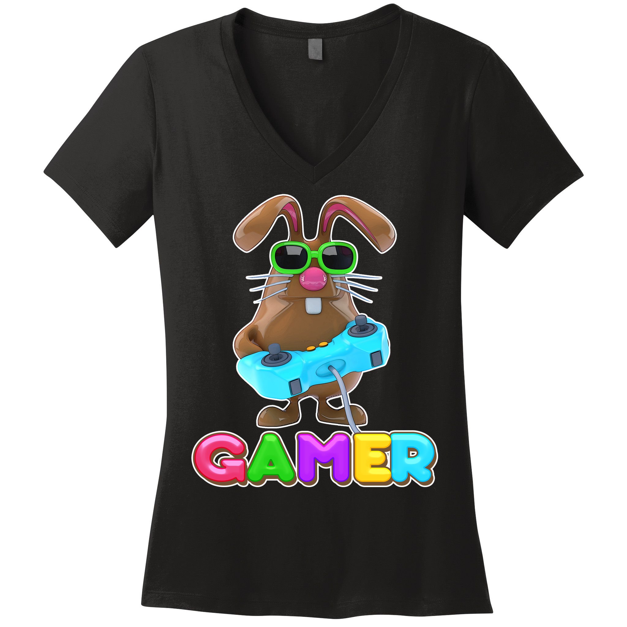 Gamer Easter Bunny Women's V-Neck T-Shirt