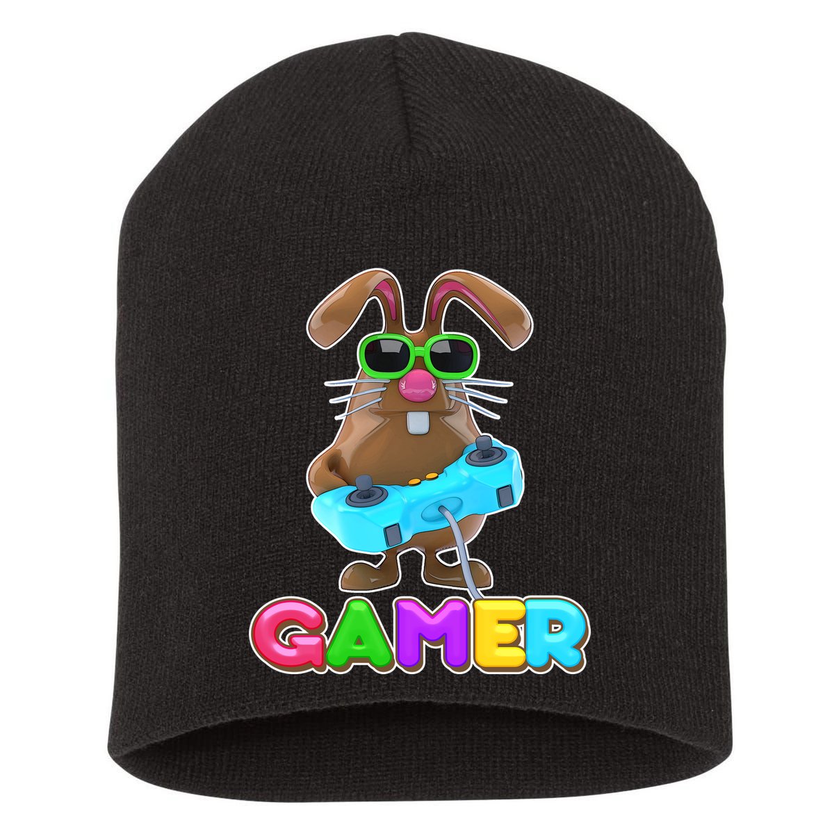 Gamer Easter Bunny Short Acrylic Beanie