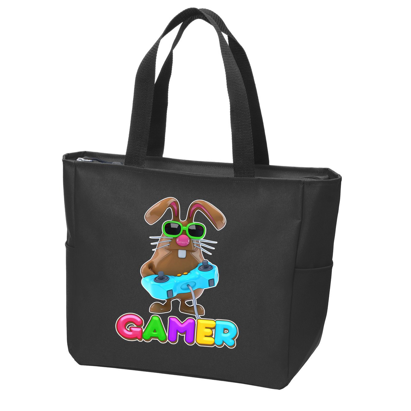 Gamer Easter Bunny Zip Tote Bag