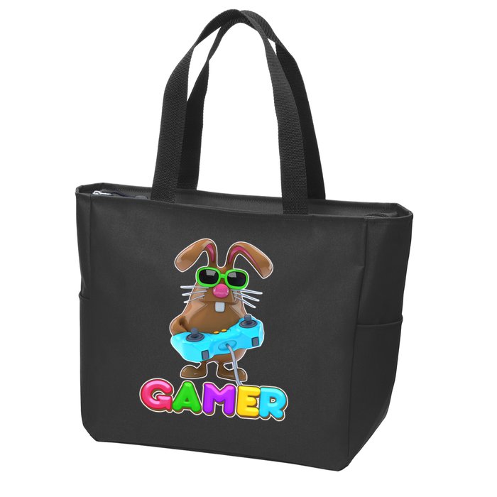 Gamer Easter Bunny Zip Tote Bag