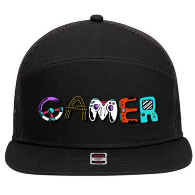 Gamer Element Lettering 7 Panel Mesh Trucker Snapback Hat