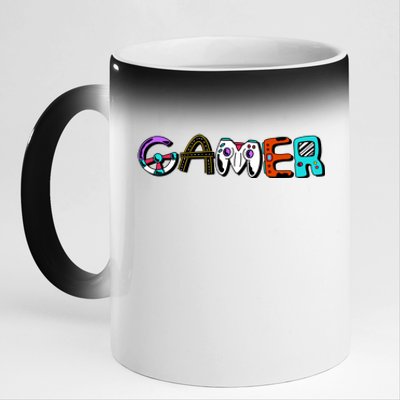 Gamer Element Lettering 11oz Black Color Changing Mug