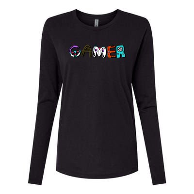 Gamer Element Lettering Womens Cotton Relaxed Long Sleeve T-Shirt