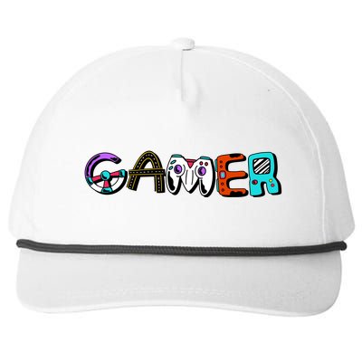 Gamer Element Lettering Snapback Five-Panel Rope Hat