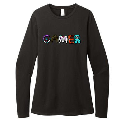 Gamer Element Lettering Womens CVC Long Sleeve Shirt