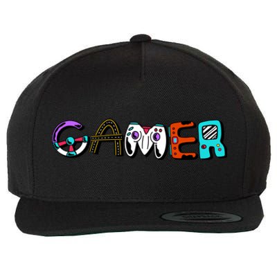 Gamer Element Lettering Wool Snapback Cap