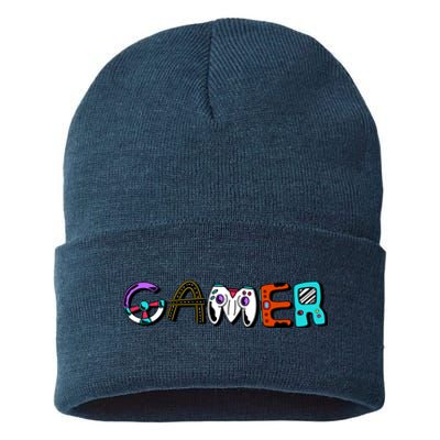 Gamer Element Lettering Sustainable Knit Beanie