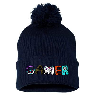 Gamer Element Lettering Pom Pom 12in Knit Beanie