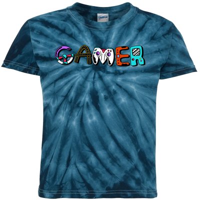 Gamer Element Lettering Kids Tie-Dye T-Shirt