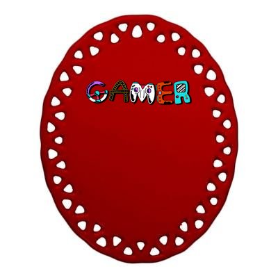 Gamer Element Lettering Ceramic Oval Ornament