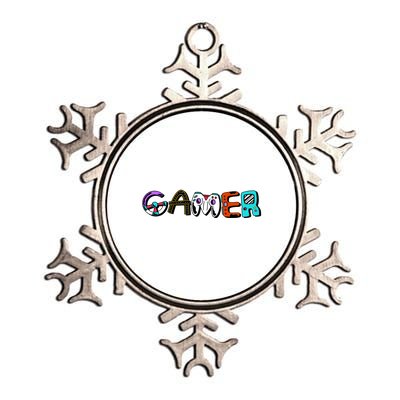 Gamer Element Lettering Metallic Star Ornament