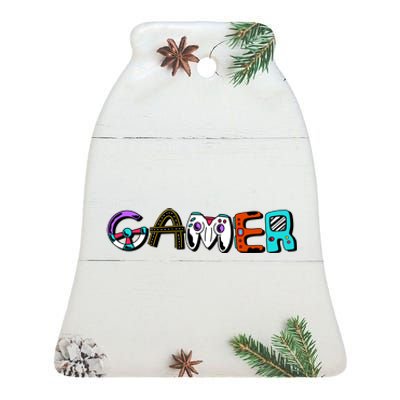 Gamer Element Lettering Ceramic Bell Ornament