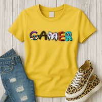 Gamer Element Lettering Womens T-Shirt