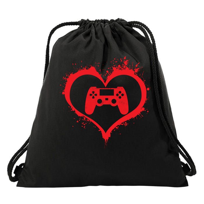 Gamer Heart Drawstring Bag