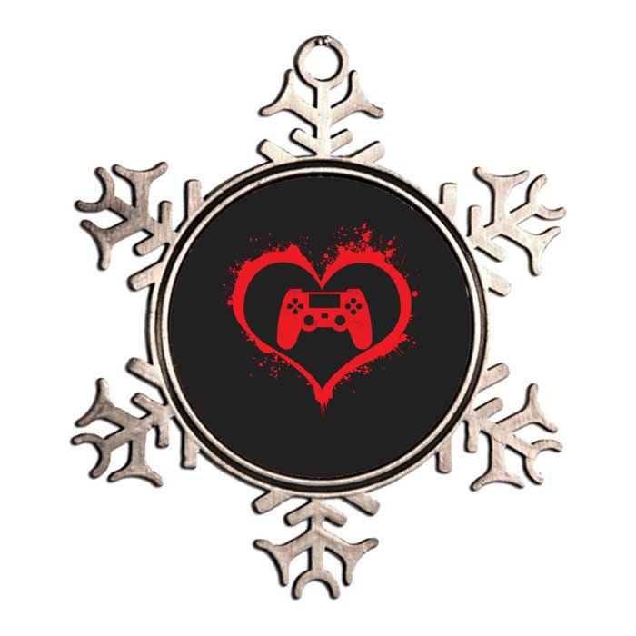 Gamer Heart Metallic Star Ornament