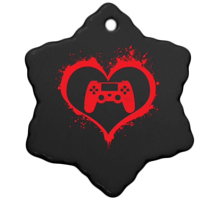 Gamer Heart Ceramic Star Ornament