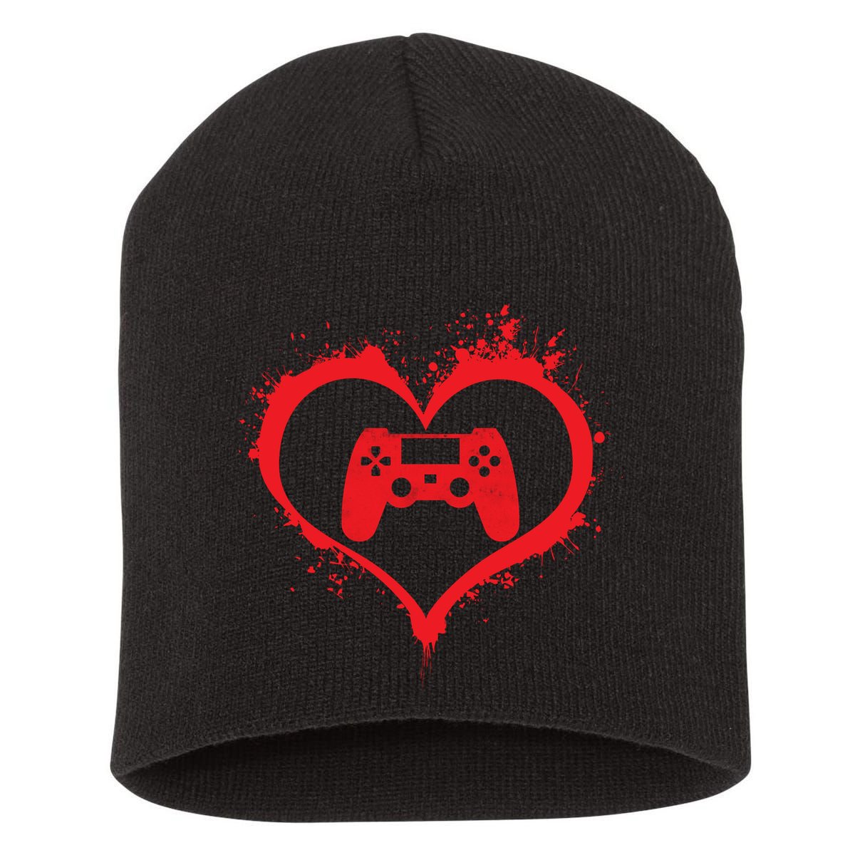 Gamer Heart Short Acrylic Beanie