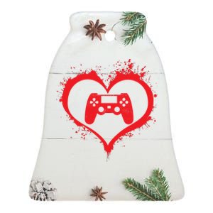 Gamer Heart Ceramic Bell Ornament