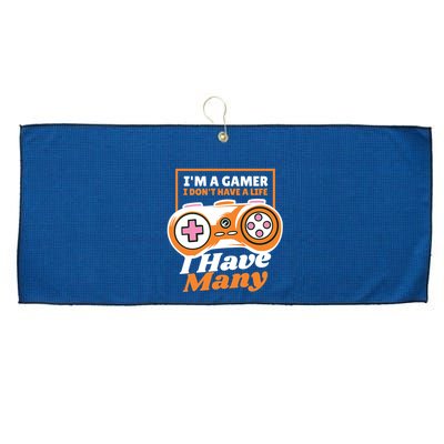 Gamer I Don't Have A Life I Have Many Large Microfiber Waffle Golf Towel