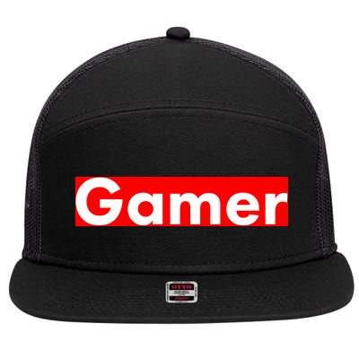 Gamer Logo 7 Panel Mesh Trucker Snapback Hat