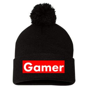 Gamer Logo Pom Pom 12in Knit Beanie