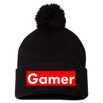 Gamer Logo Pom Pom 12in Knit Beanie