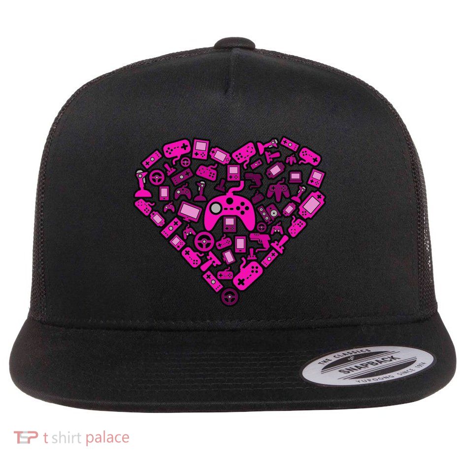 Gamer Love Flat Bill Trucker Hat