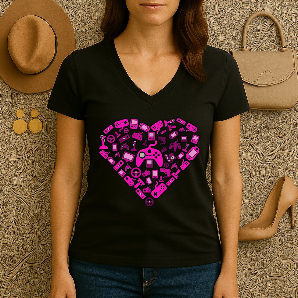 Gamer Love Women's V-Neck T-Shirt