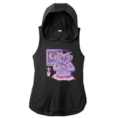 Gamer Owl Ladies PosiCharge Tri-Blend Wicking Draft Hoodie Tank