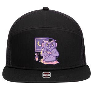 Gamer Owl 7 Panel Mesh Trucker Snapback Hat