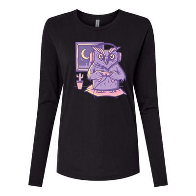 Gamer Owl Womens Cotton Relaxed Long Sleeve T-Shirt