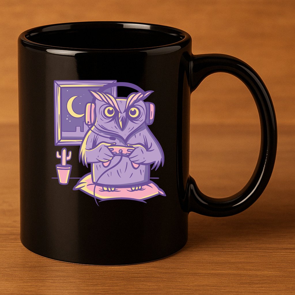 Gamer Owl 11oz C Handle Ceramic Mug