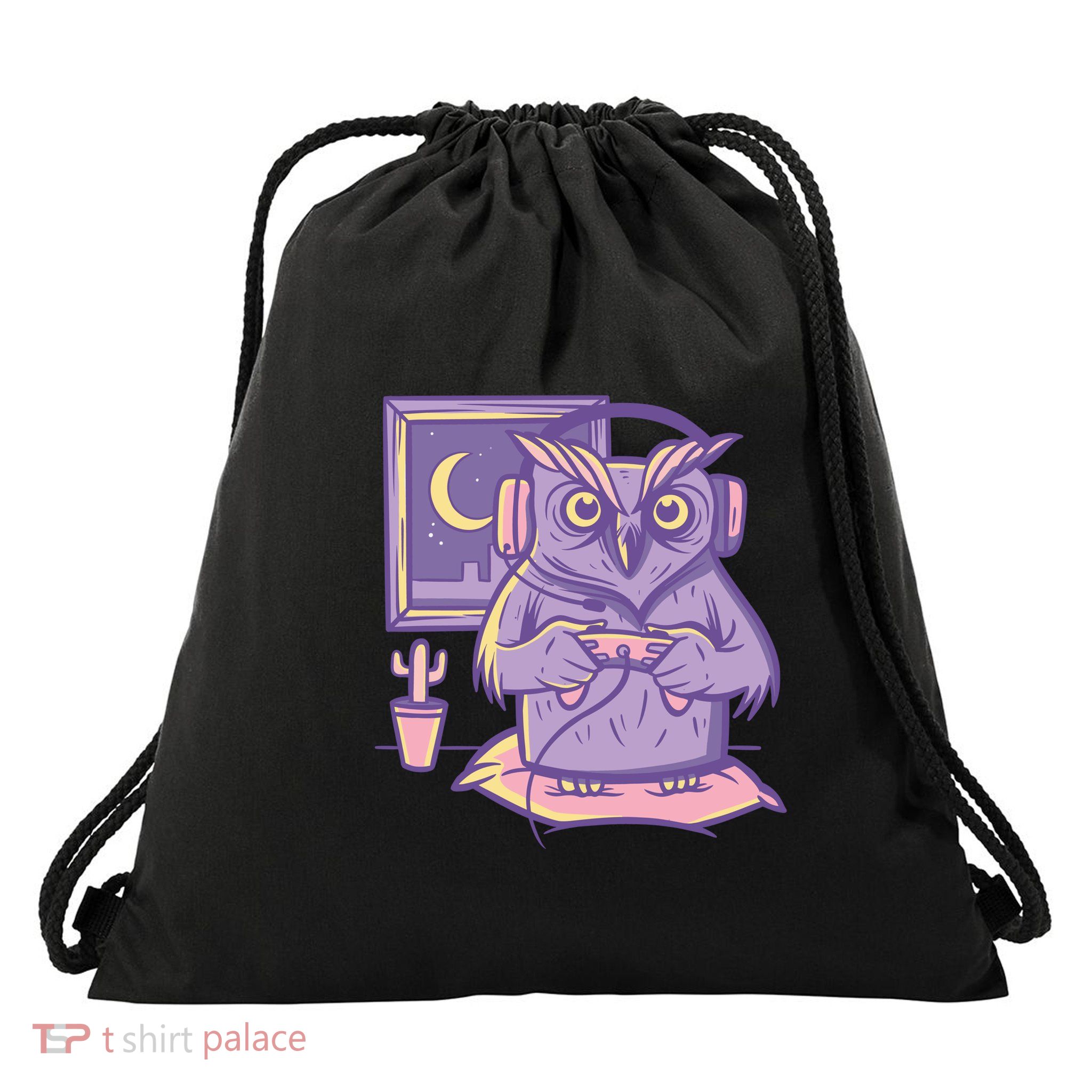 Gamer Owl Drawstring Bag