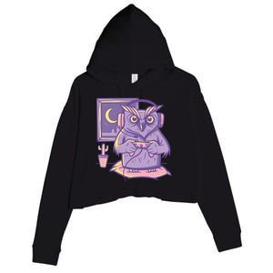 Gamer Owl Crop Fleece Hoodie