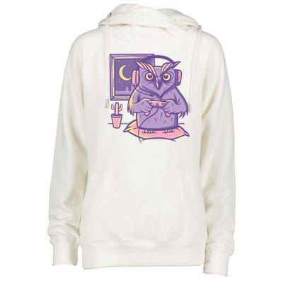 Gamer Owl Womens Funnel Neck Pullover Hood