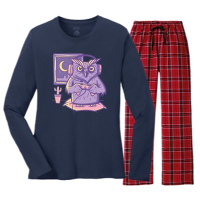 Gamer Owl Women's Long Sleeve Flannel Pajama Set 