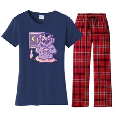 Gamer Owl Women's Flannel Pajama Set