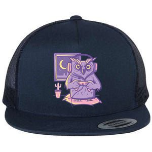 Gamer Owl Flat Bill Trucker Hat