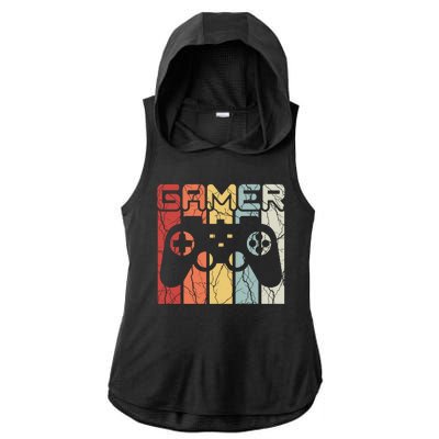 Gamer Retro Controller Ladies PosiCharge Tri-Blend Wicking Draft Hoodie Tank