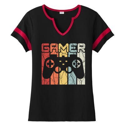 Gamer Retro Controller Ladies Halftime Notch Neck Tee